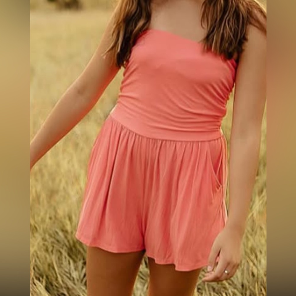Wild Fable Coral Strapless Romper